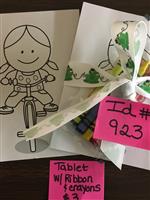 coloring pack with ribbon and crayons 